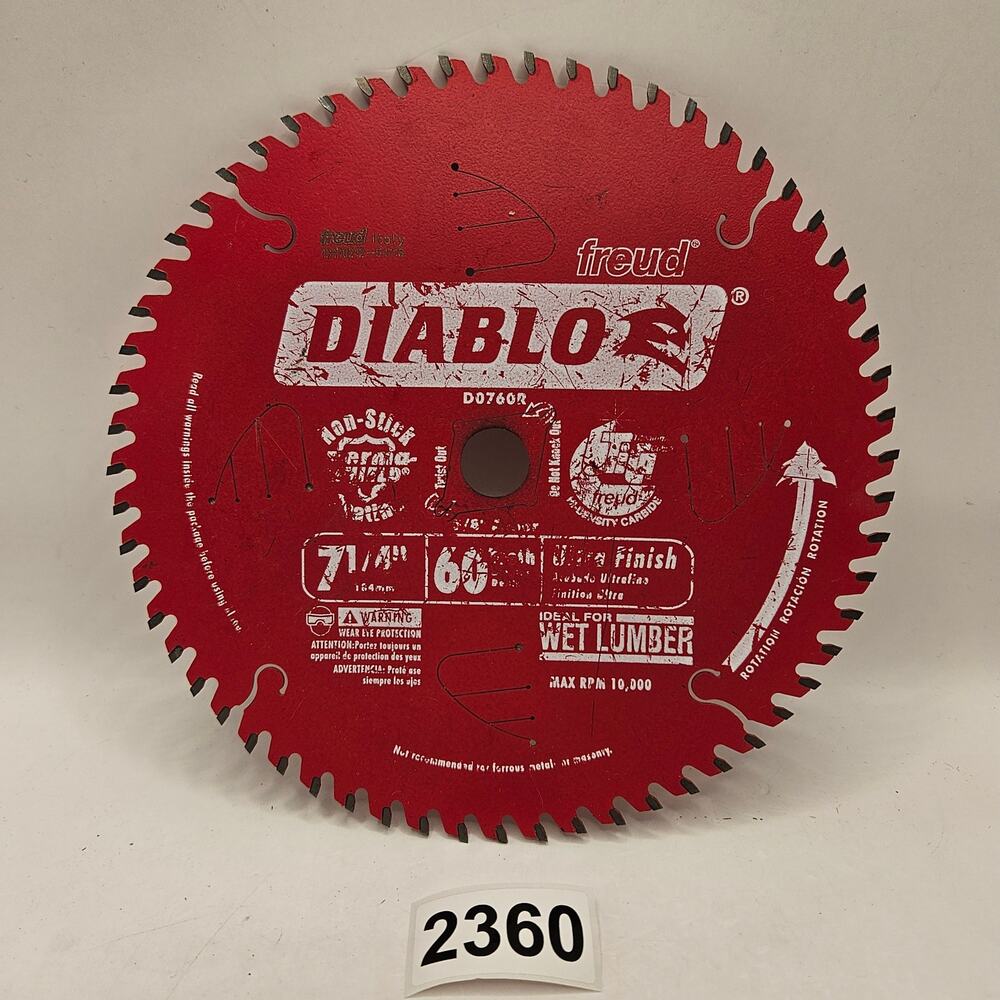 DIABLOT 7-1/4 60 TOOTH ULTRA FINISH CIRCULAR SAW BLADE D0760R FINE WOOD WORK